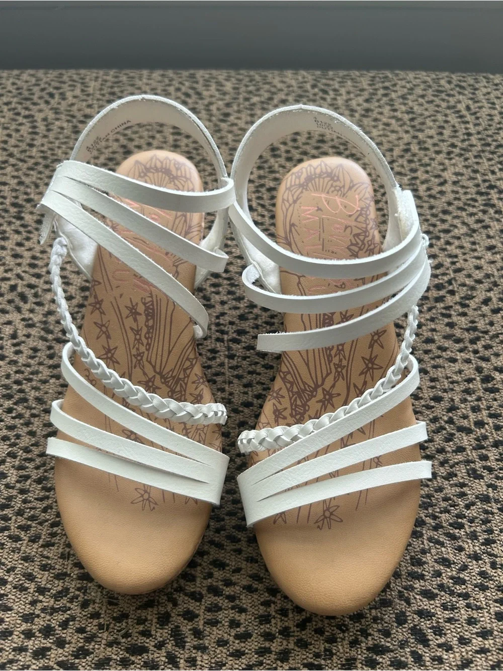 Blowfish White Braided Cork Wedge Sandals - Kids